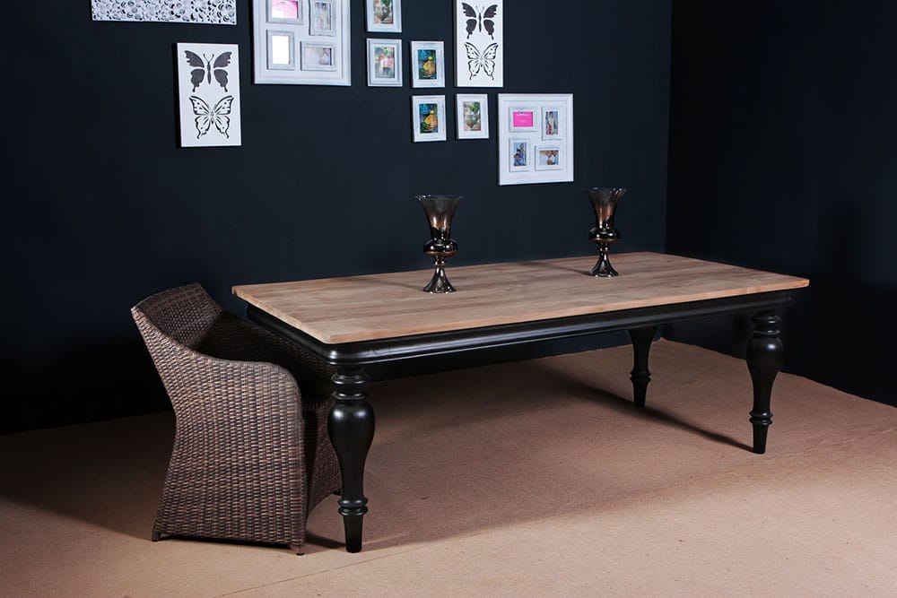Reclaimed Teak Table Top » BELLAGIO BLACK LEG » Recycled Teak Sale
