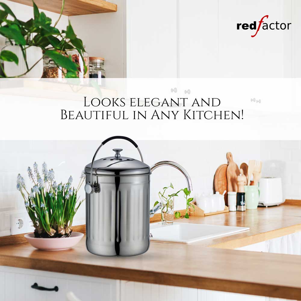 Brilliant Steel Kitchen Compost Bin Red Factor Compost Bins