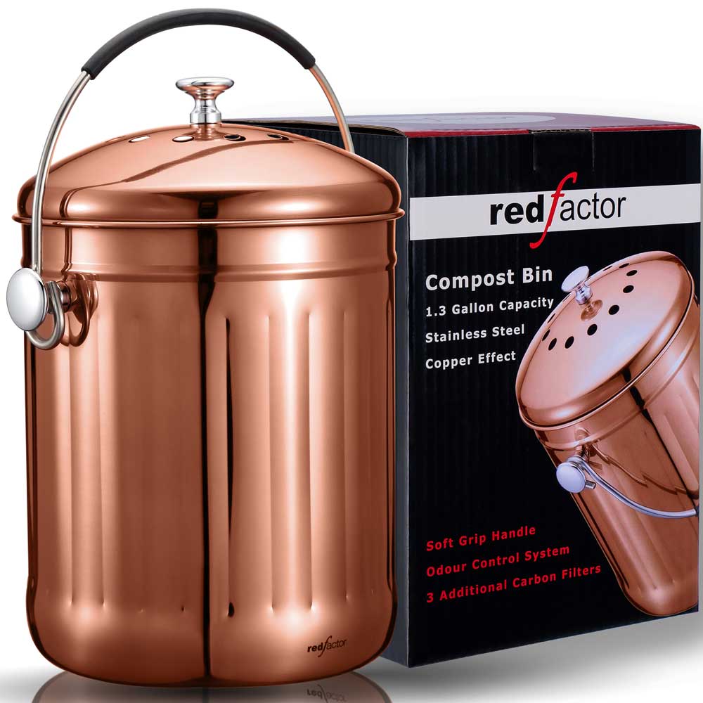 Copper Kitchen Compost Bin Red Factor Compost Bins