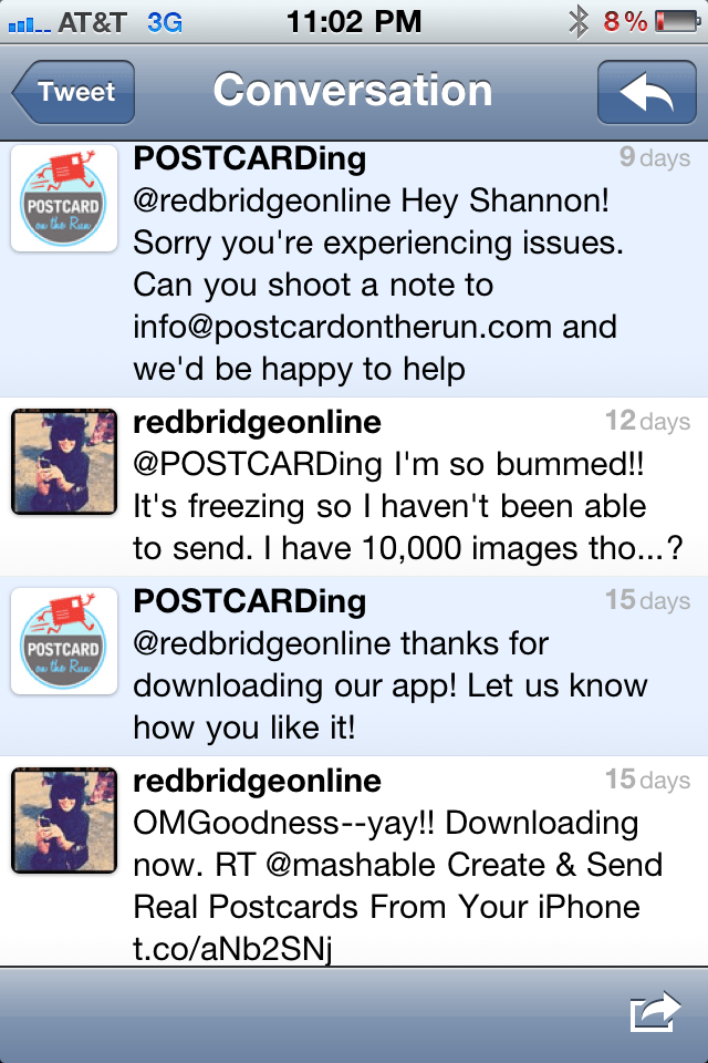 Redbridge Online Product Review Postcard on the Run App (genius!)
