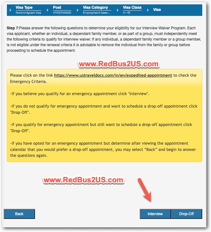 Change US Visa Dropbox Appointment to Expedited New Option in India