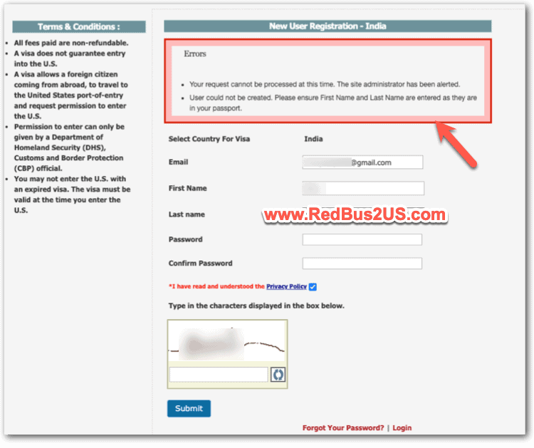 User Could not be created USTravelDocs Error, Solution