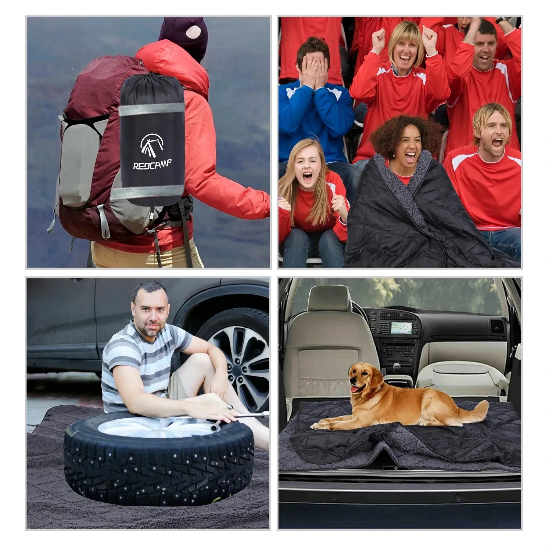 REDCAMP Waterproof Stadium Blanket with Sherpa Lining Redcamp