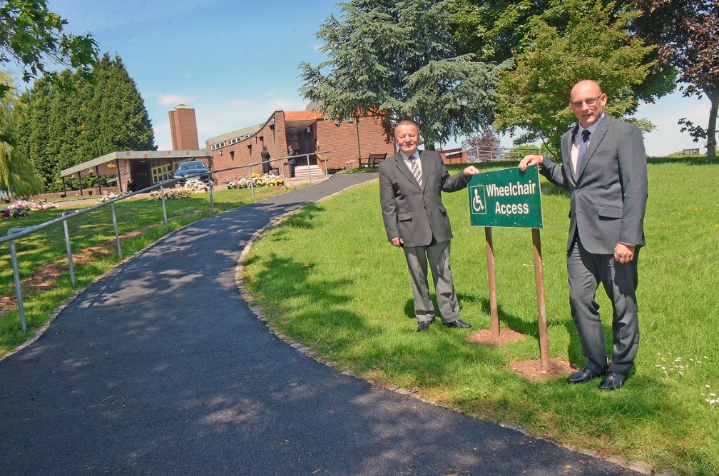 New improved access to Redditch Crematorium following works The