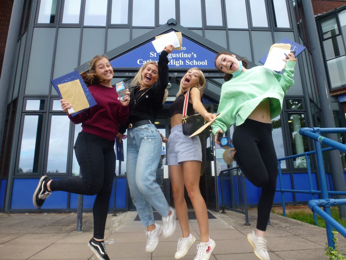 Celebration time as students at Redditch's St Augustine's open their A level results The