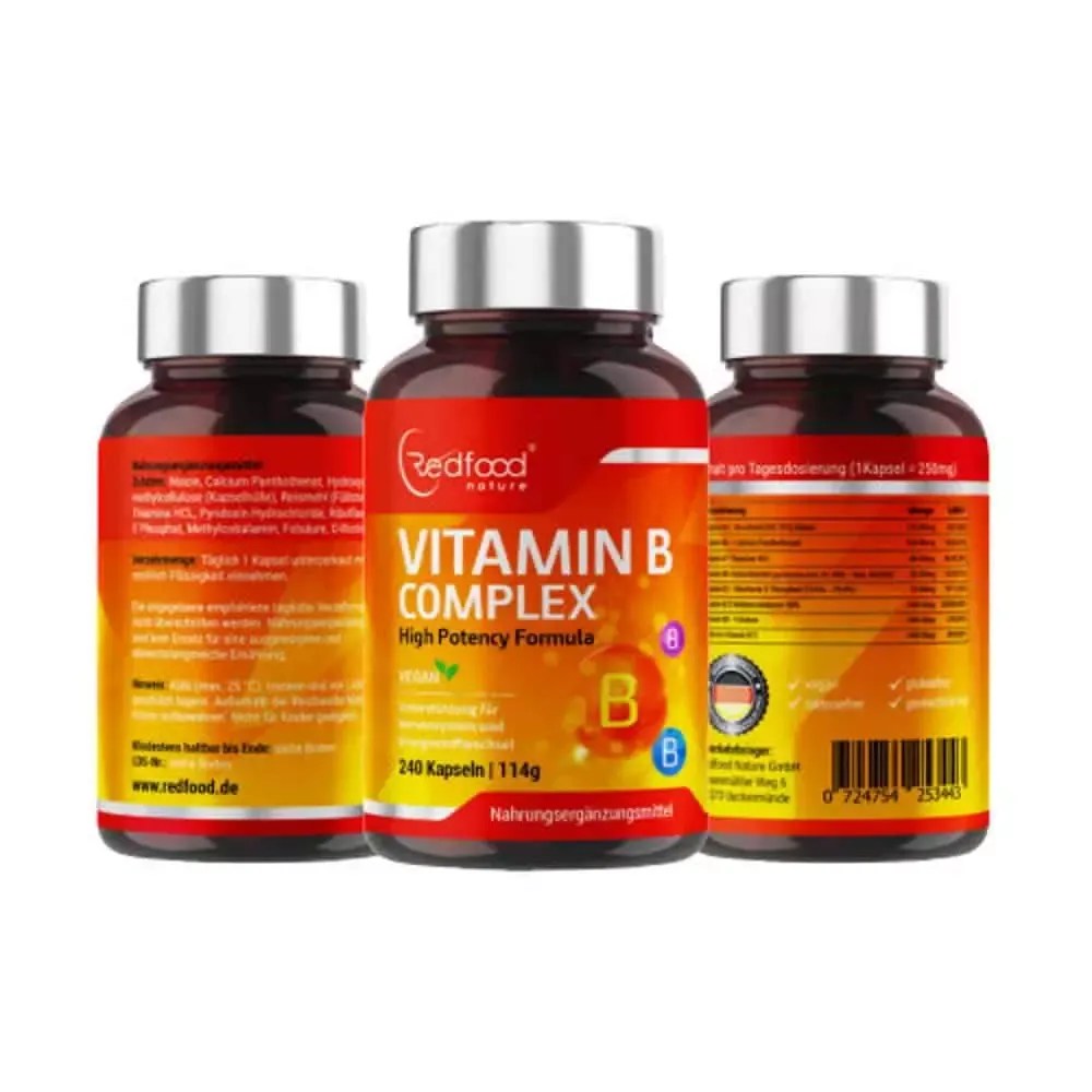 Vitamin BKomplex 240 hochdosierte Kapseln Redfood 24