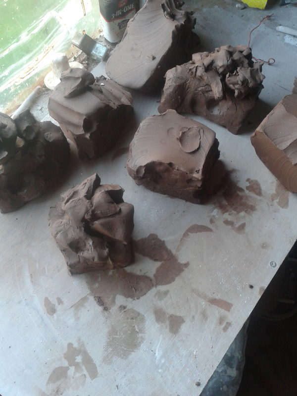 preparing clay Red Fox Pottery