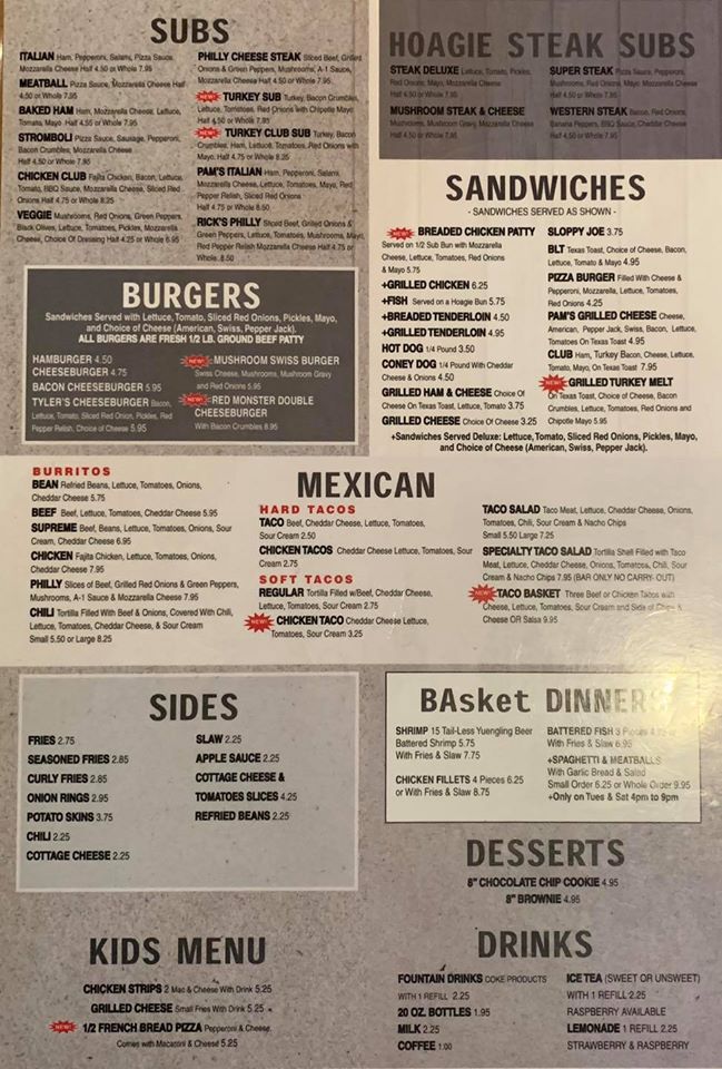 New Paris Pizza Menu Red Front Pizza