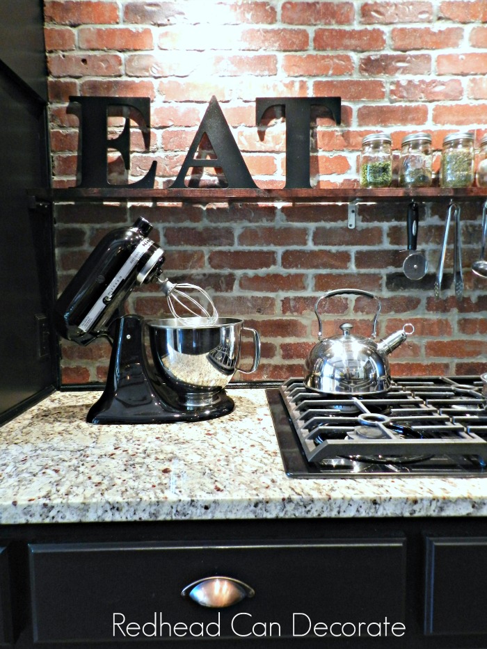 DIY Brick Backsplash Redhead Can Decorate