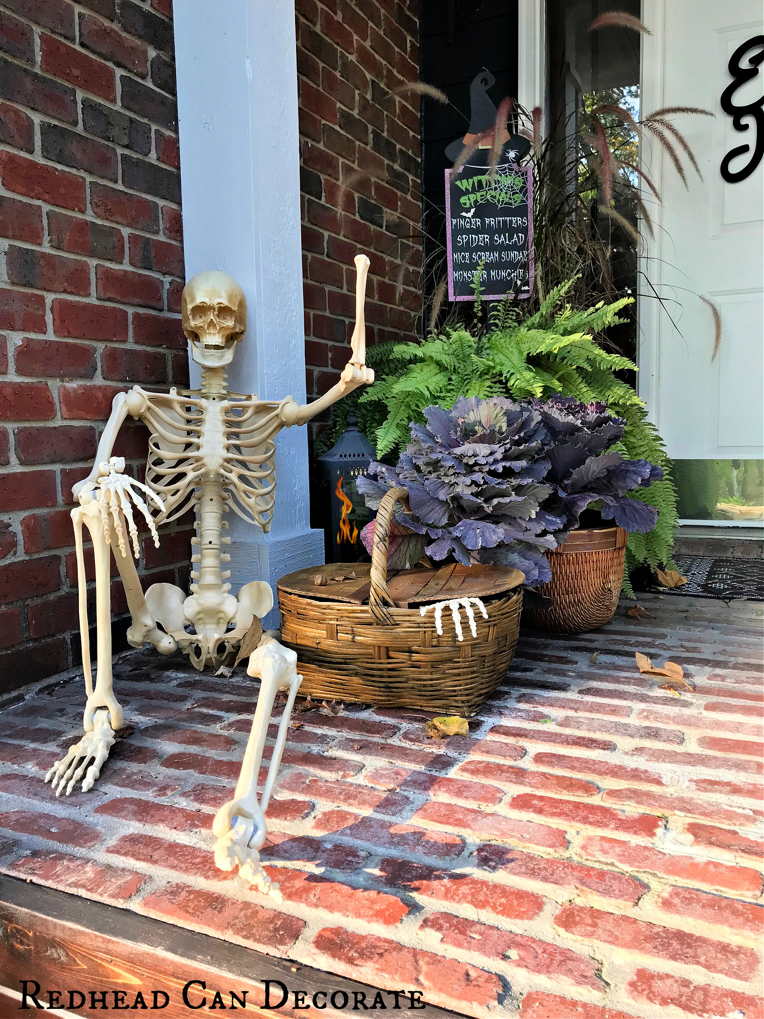Add Big Skeletons to the Porch for a Fun Halloween Treat Redhead Can