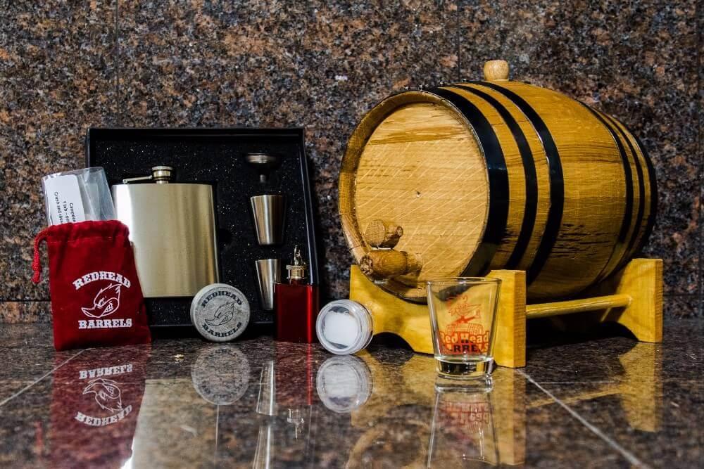3 Liter Bronze Barrel Gift Package Red Head Oak Barrels Aging Rum