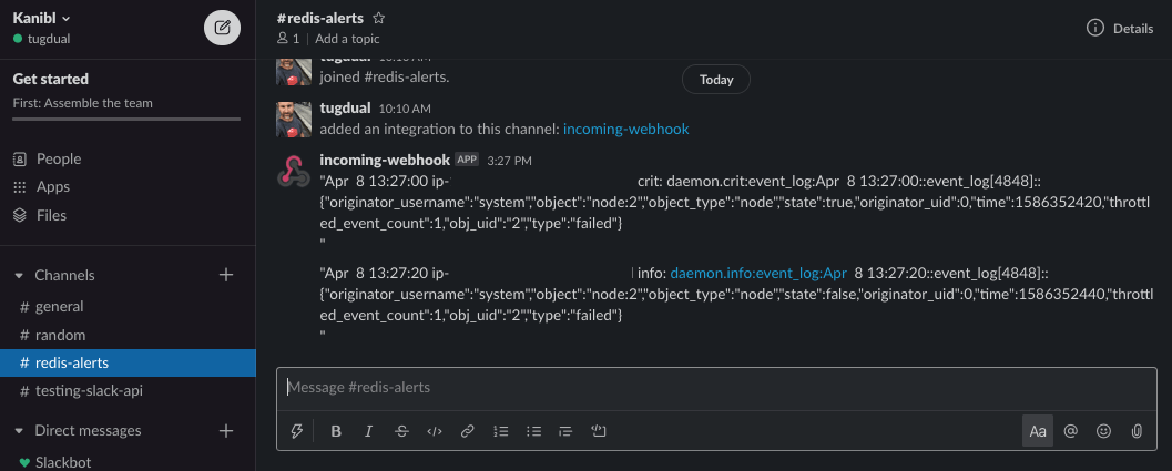 Sending Redis Cluster Alerts to Slack with Syslog Redis