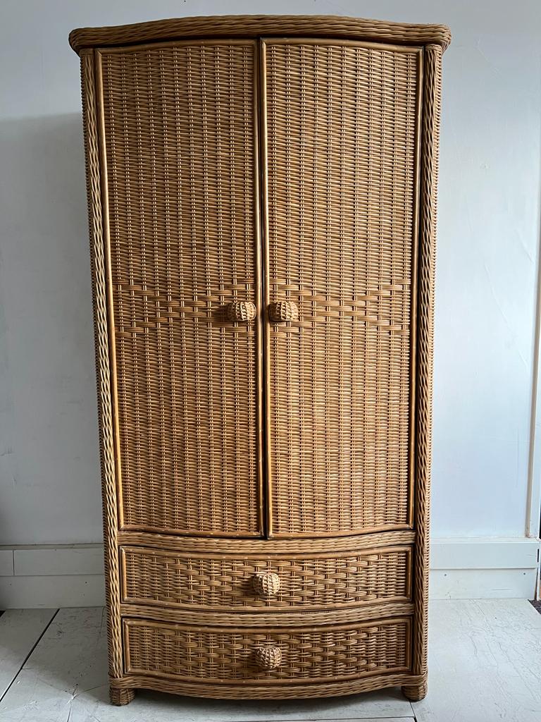 Vintage Wicker Wardrobe with 2 drawers rediscova