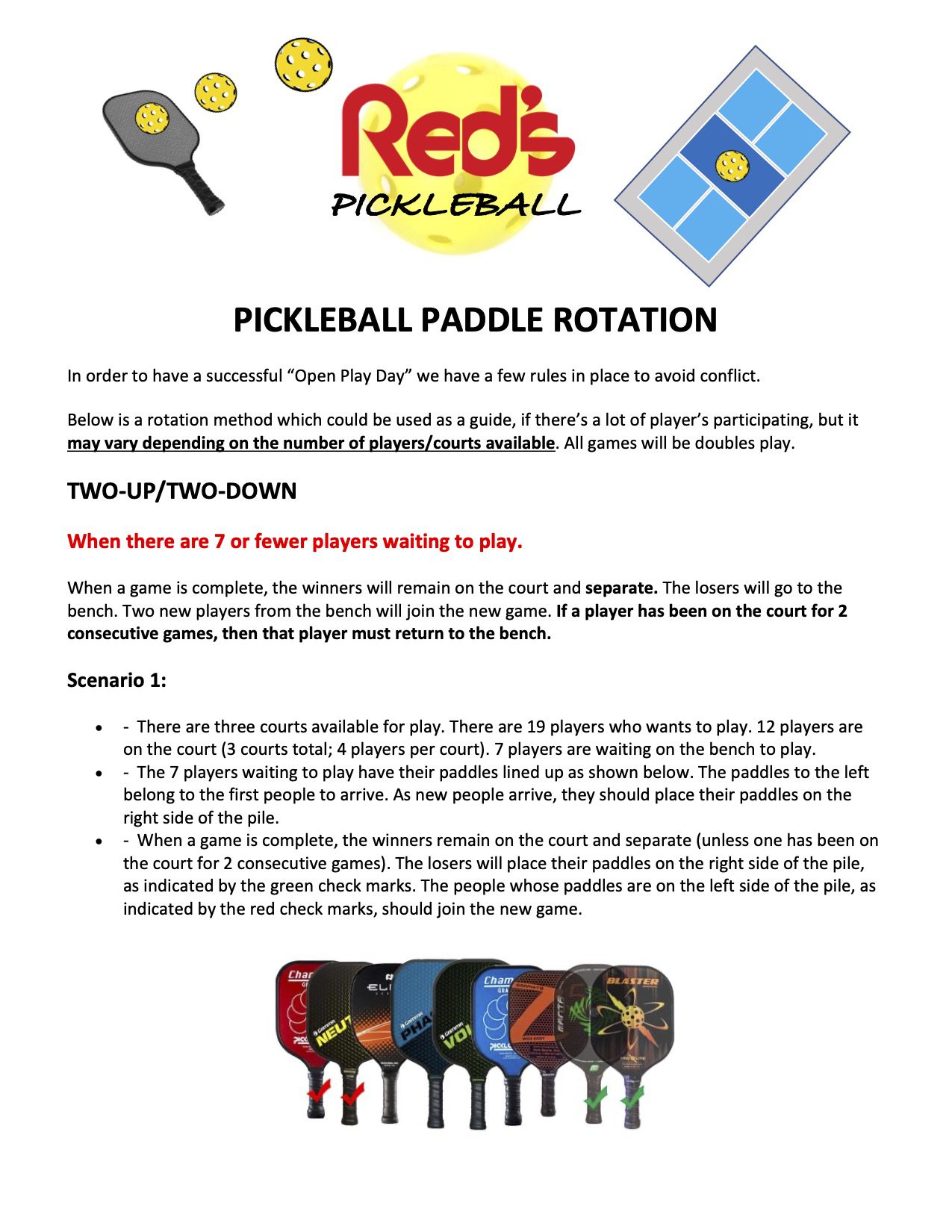 OPEN PLAY DAY Paddle Rotation Red Lerilles