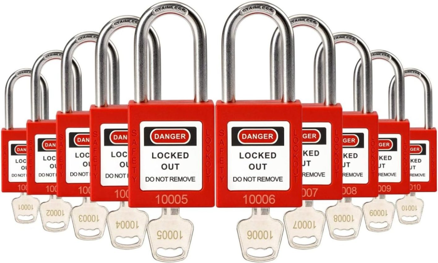 MACCANN&ESSIN Lockout Tagout Locks Set 10 Red Loto Locks, Lockout Locks Keyed Different