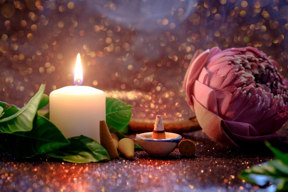 candle incense flower Red Lotus Letter