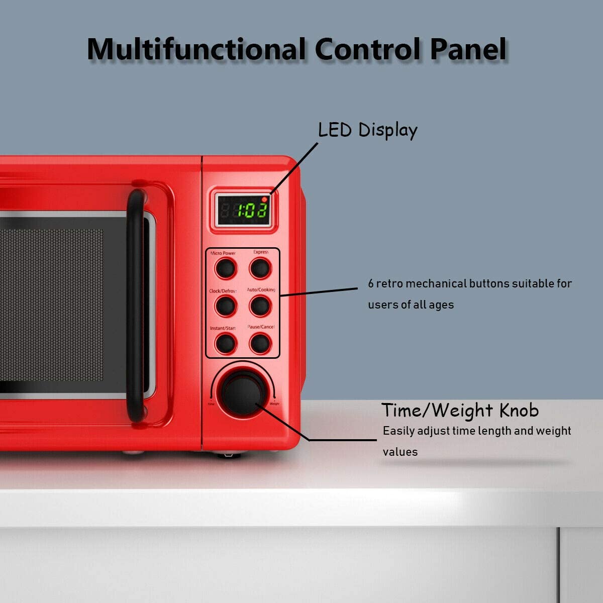 COSTWAY Retro Red Countertop Microwave Oven Review