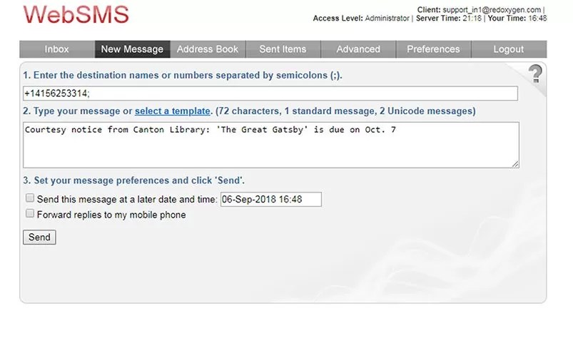Send SMS from Web Browser Try For Free