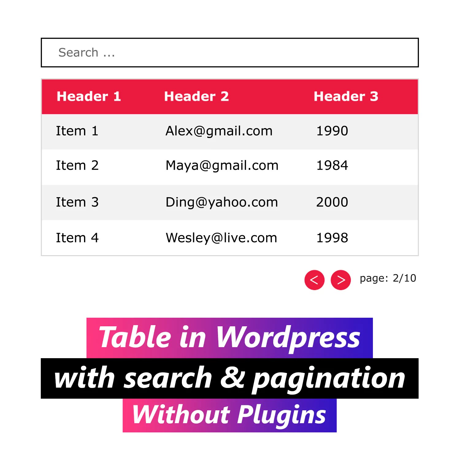 Create advanced table in Wordpress with filter and pagination [without