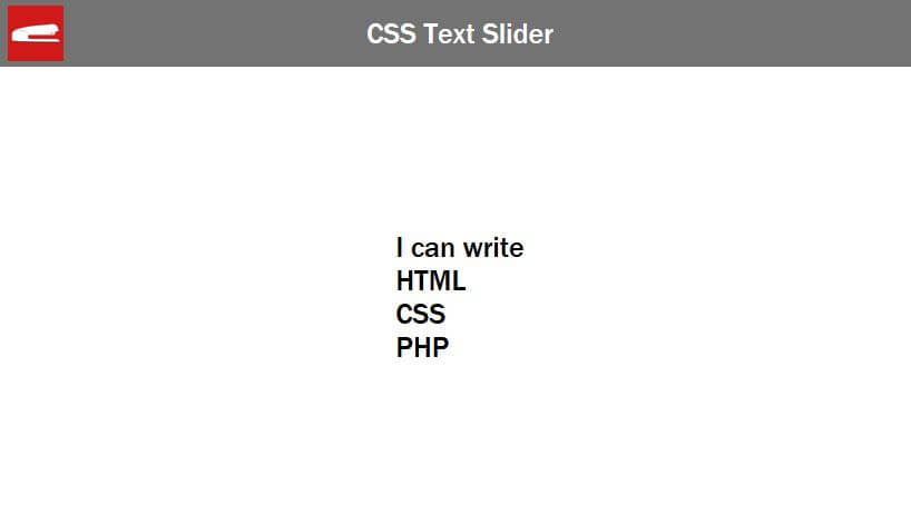 Minimalist CSS Text Sliding Animation Red Stapler