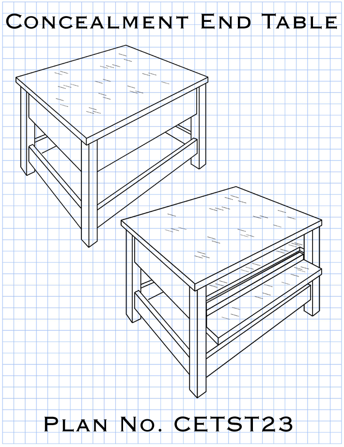 Concealment End Table with Lock Plans and Instructions with