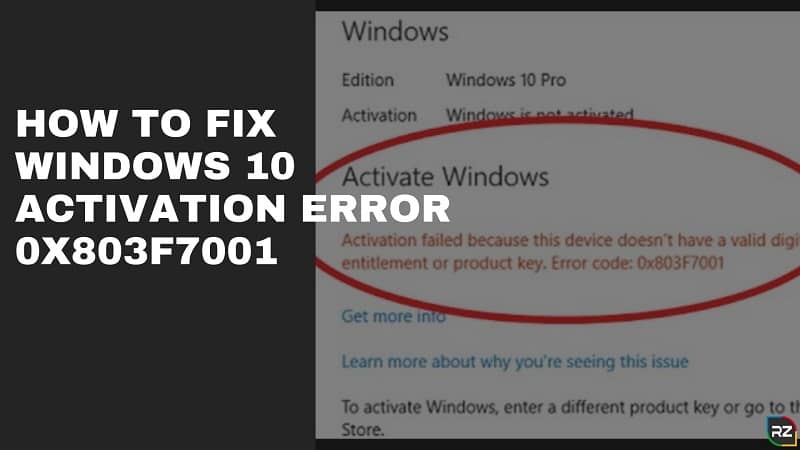 How To Fix Windows 10 Activation Error 0x803f7001 [Quick Steps]