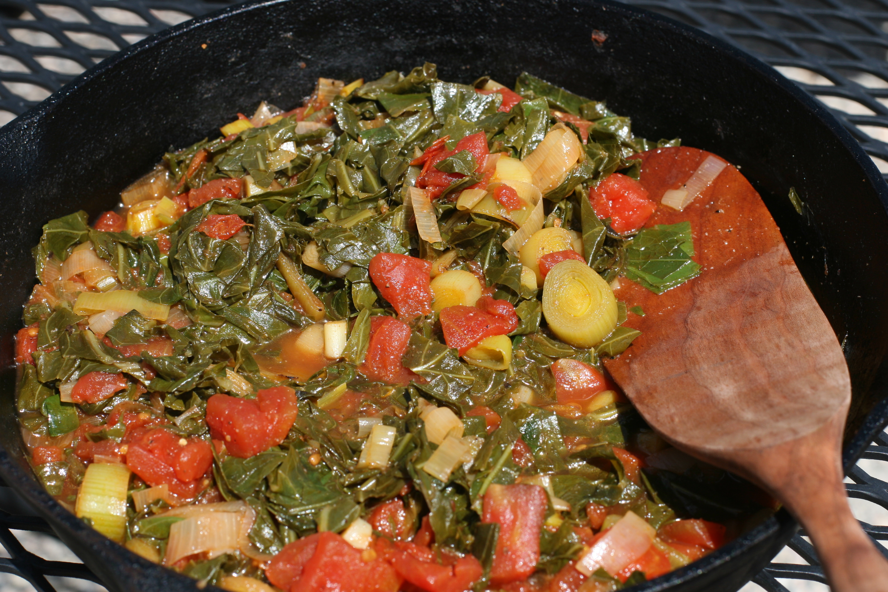 Braised Collard Greens with Tomatoes Red Wagon Farm