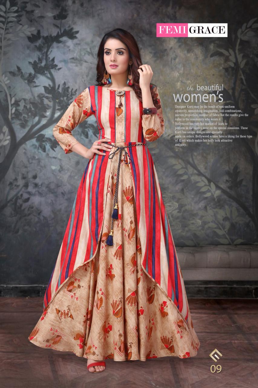 femigrace vol 2 by madhuram long fancy pattern stylish kurti ...