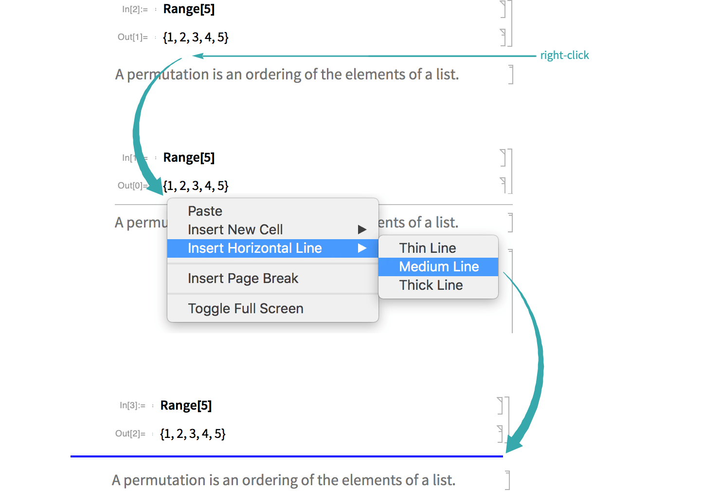 Insert a Horizontal Line in a Notebook—Wolfram Language Documentation