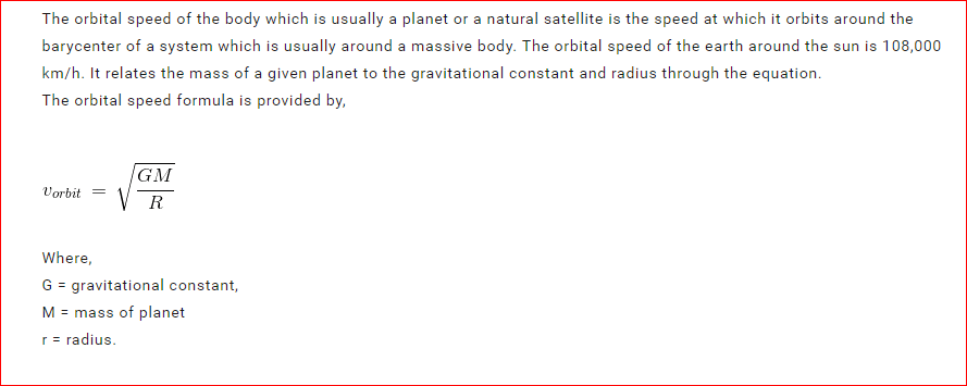 Orbital Velocity Calculator
