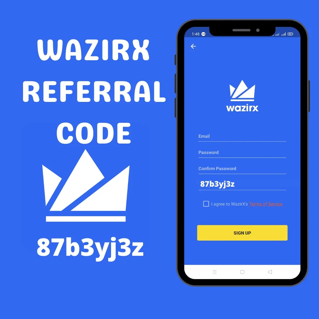 Wazirx Referral Code for new user signup and get 50 referral CB