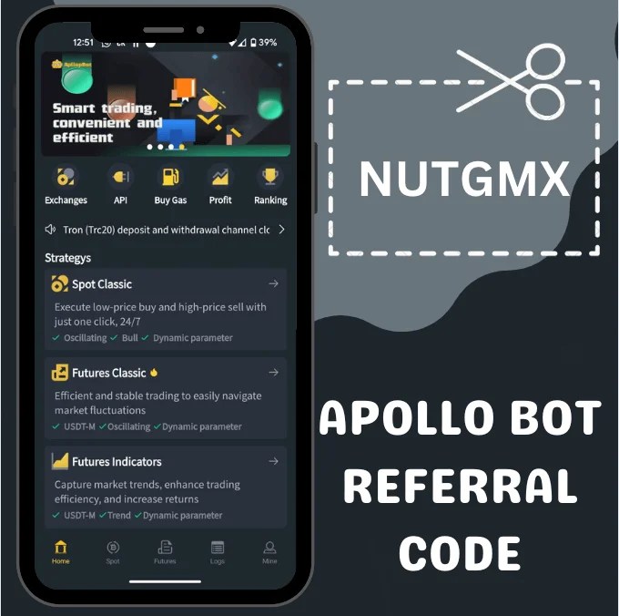 Apollo Bot Invitation Code NUTGMX Earn up to 65 referral code bonus
