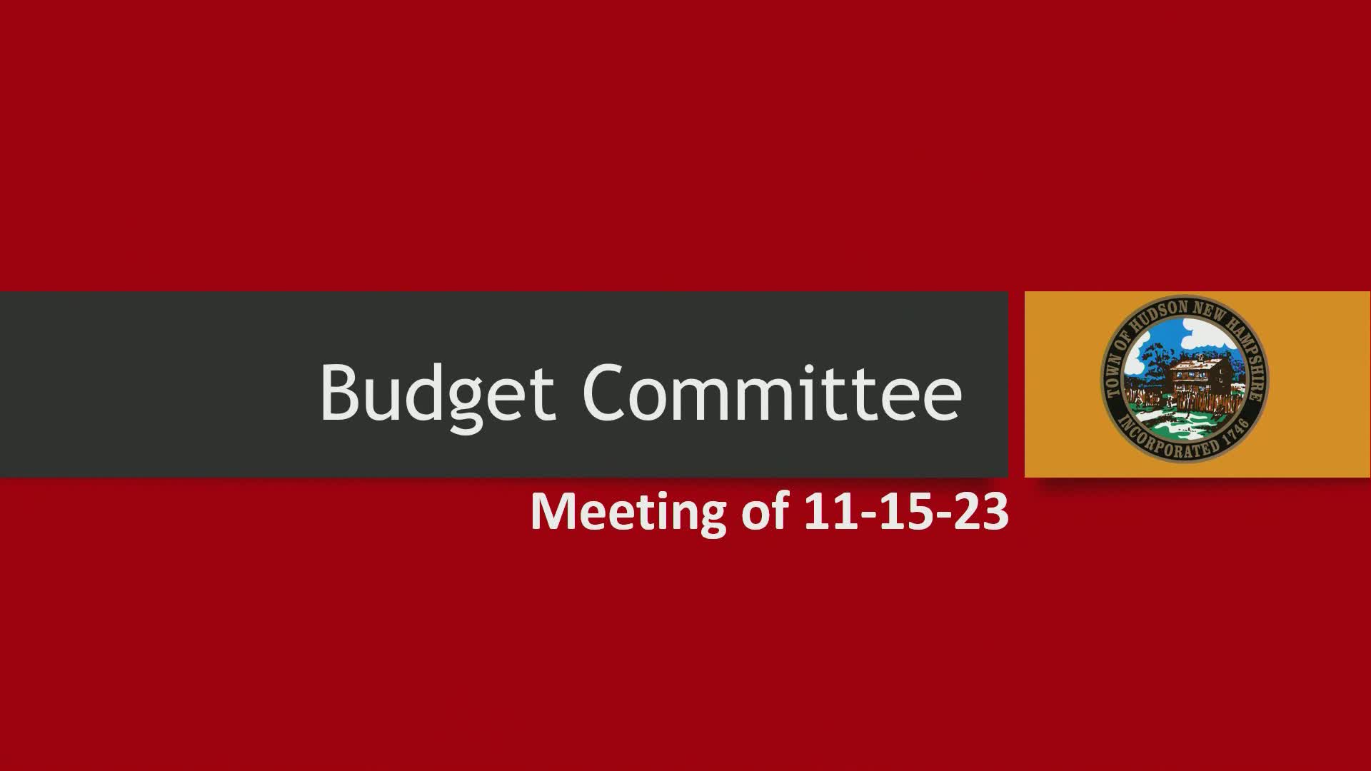 Budget Committee Meeting of 111523