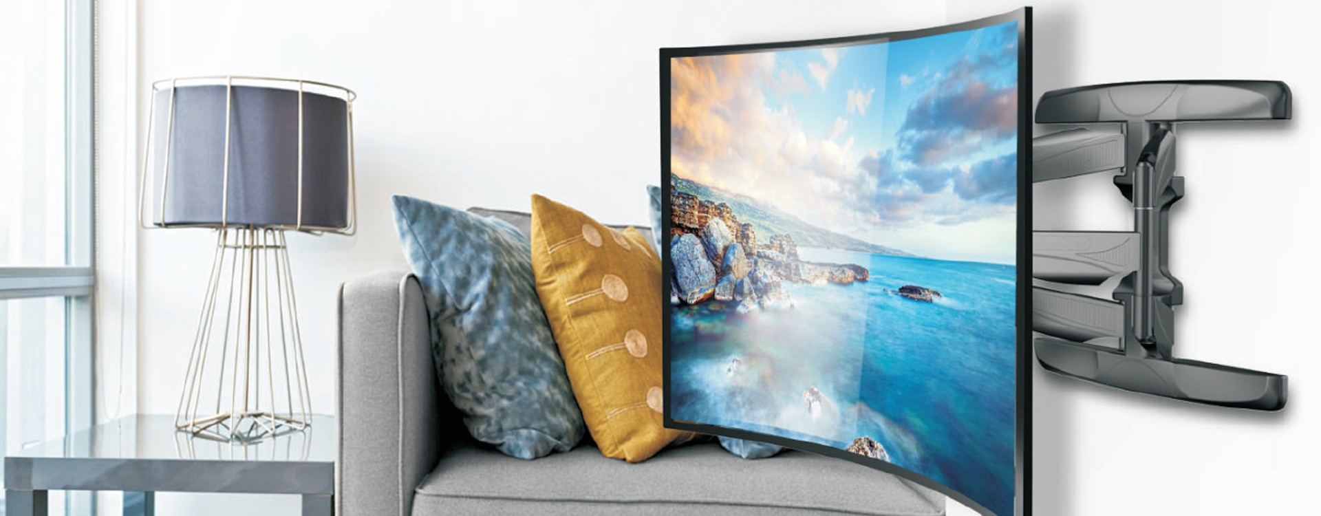 Full motion curved TV wall mounts