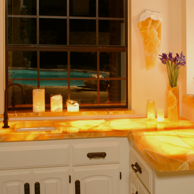 Under Lit Onyx Kitchen Countertops Reflections Granite & Marble