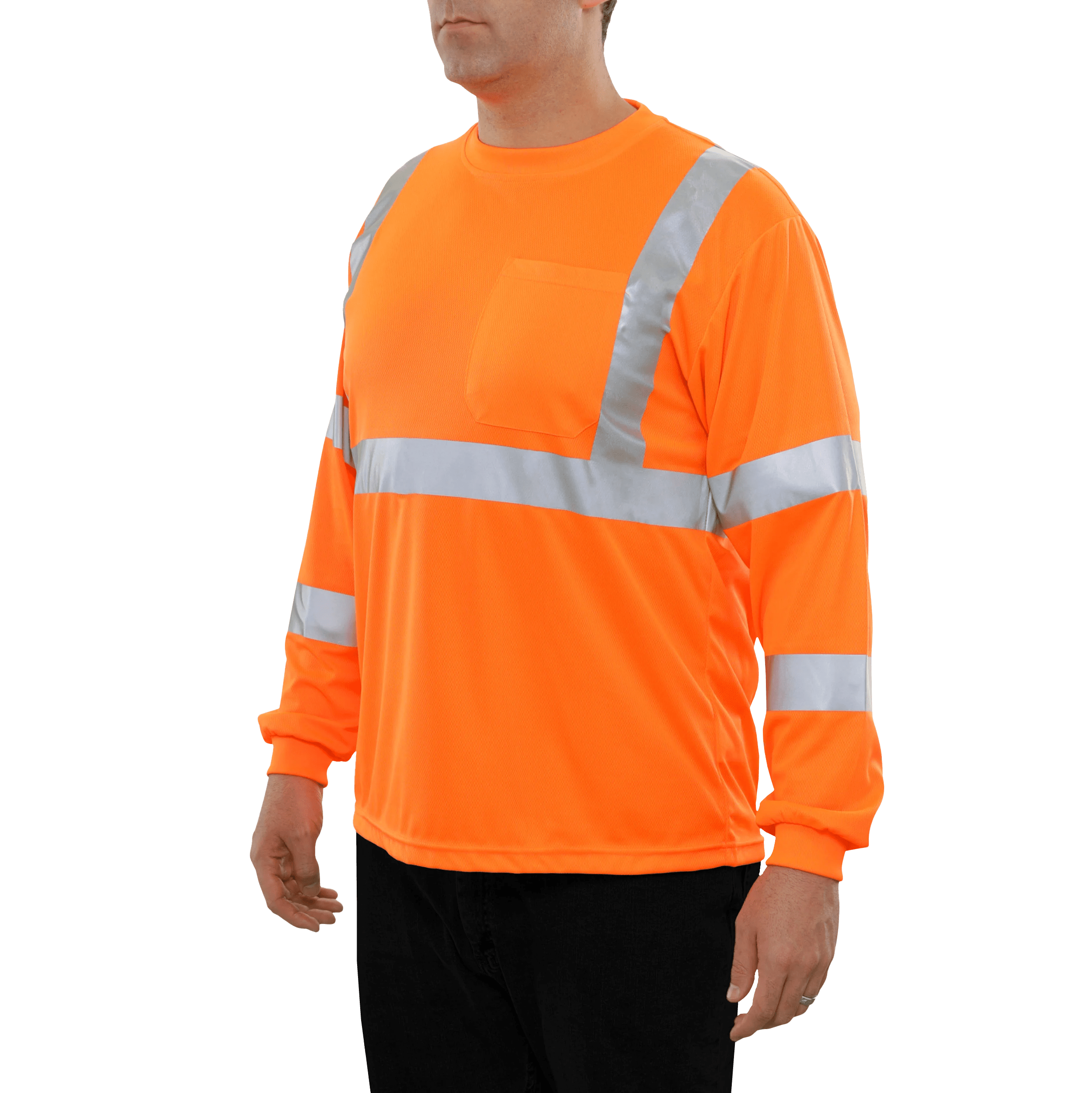 Reflective Orange Long Sleeve Shirt 204STOR Reflective Apparel Inc