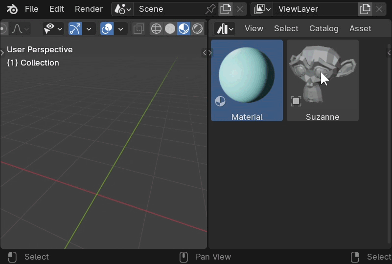 Blender アセットライブラリ(Asset Libraries)の使用方法