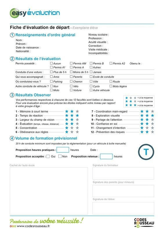Evaluation de départ Reflex AutoEcole
