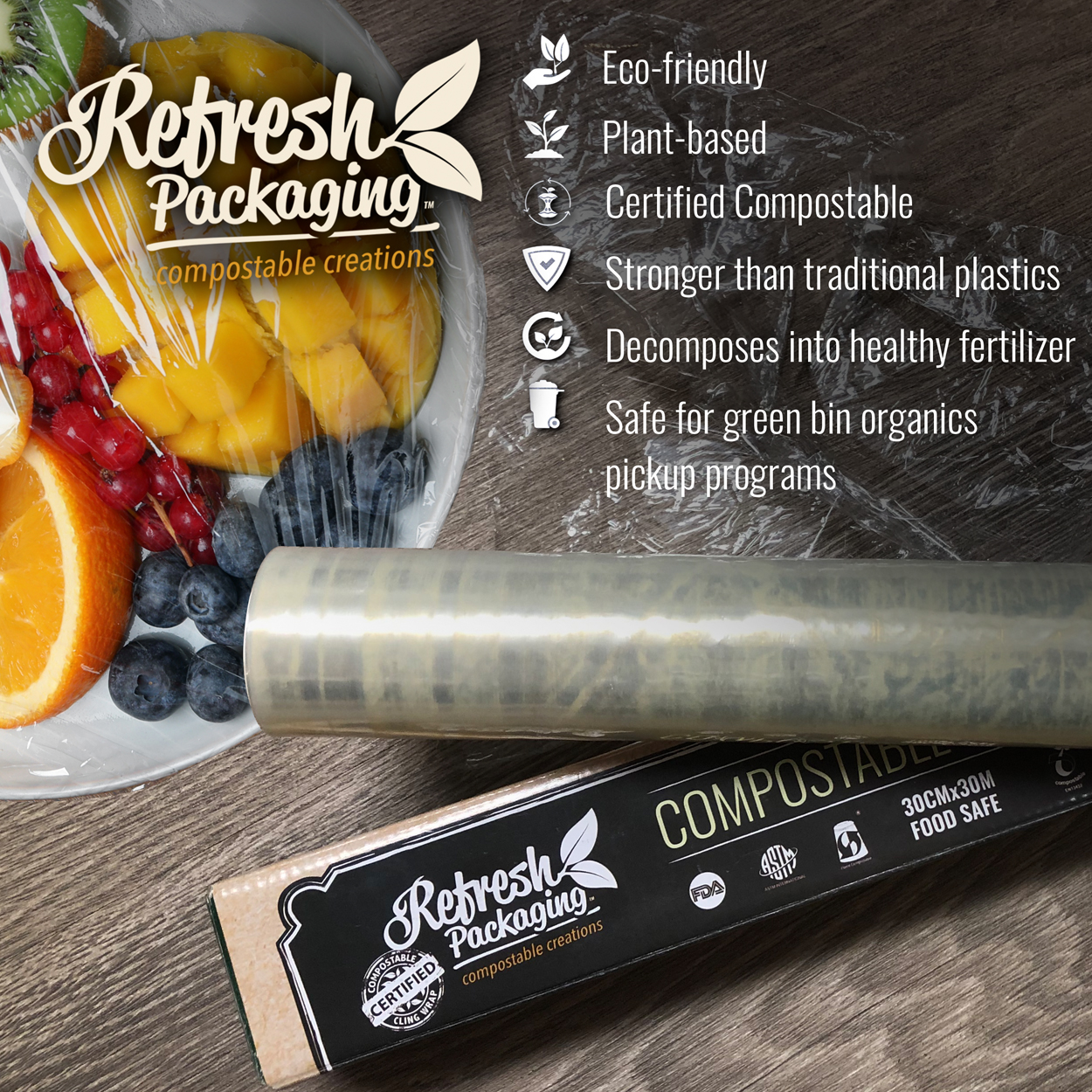 Compostable Cling Wrap 2 Pack Refresh Packaging