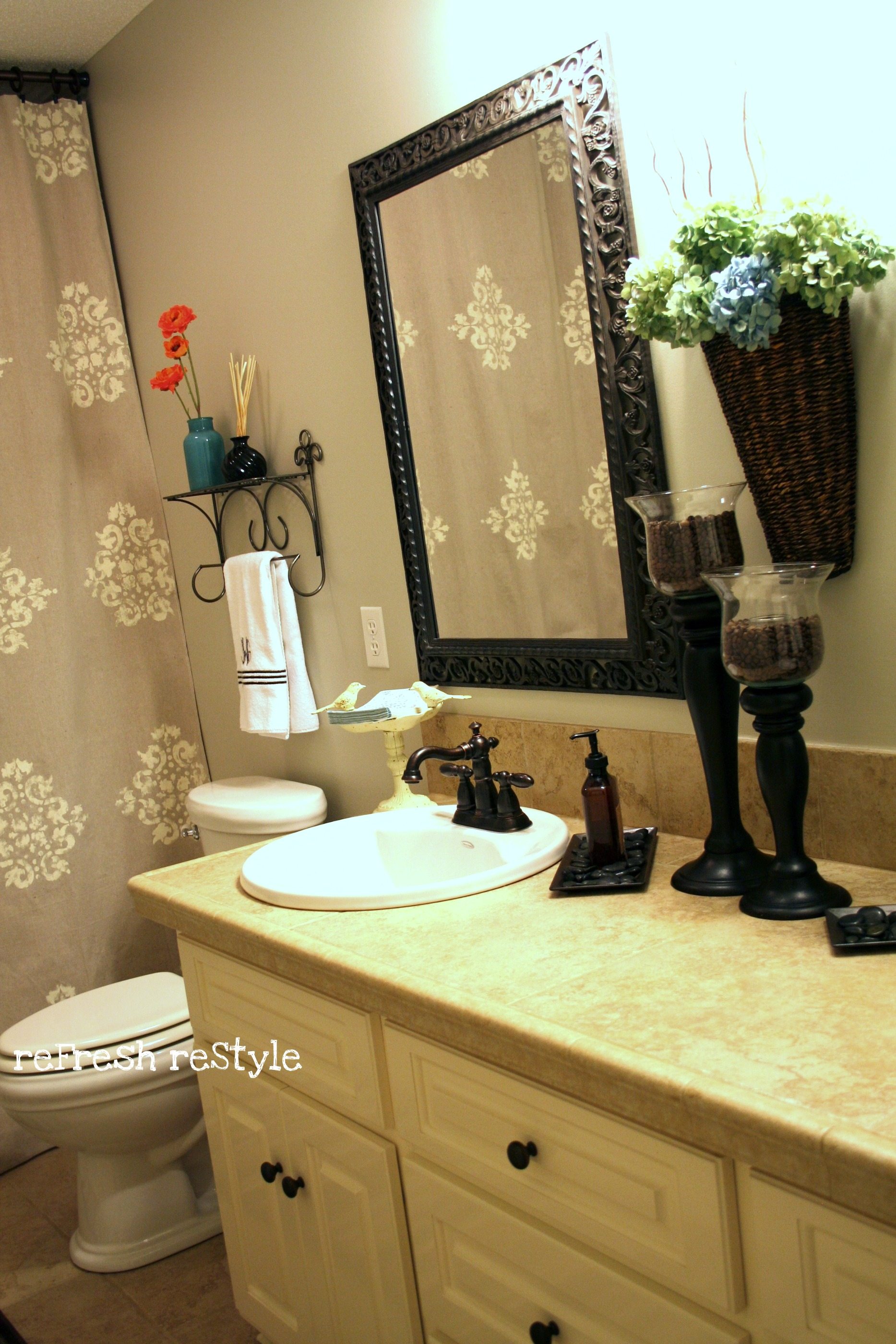 Painted Shower Curtain Refresh Restyle