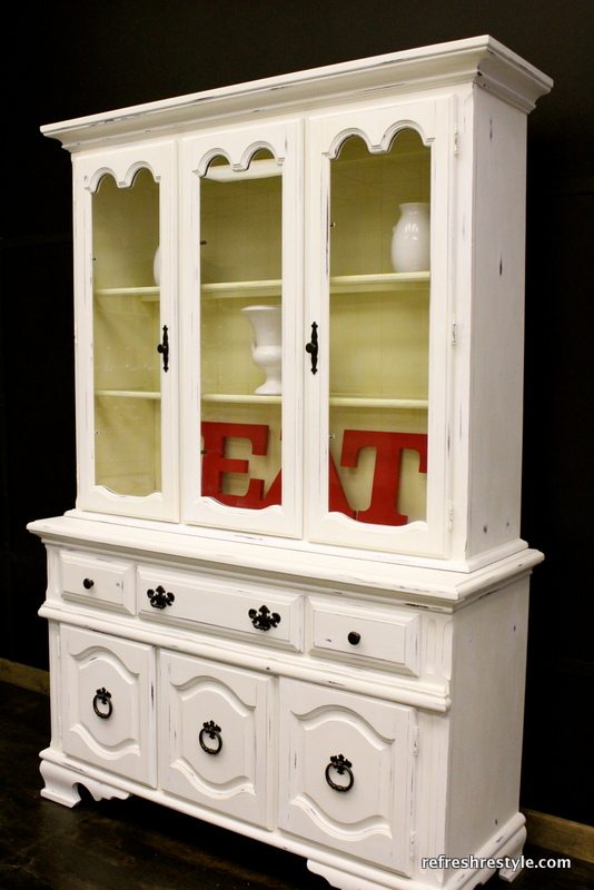 China Hutch Make over {refreshing and light} Refresh Restyle