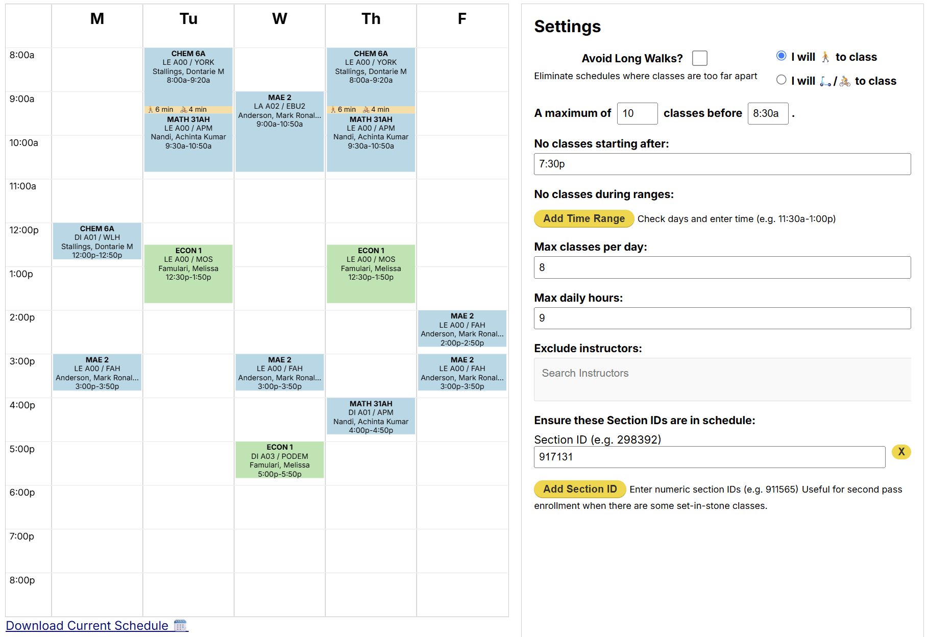 Schedule Planner for UCSD(04)