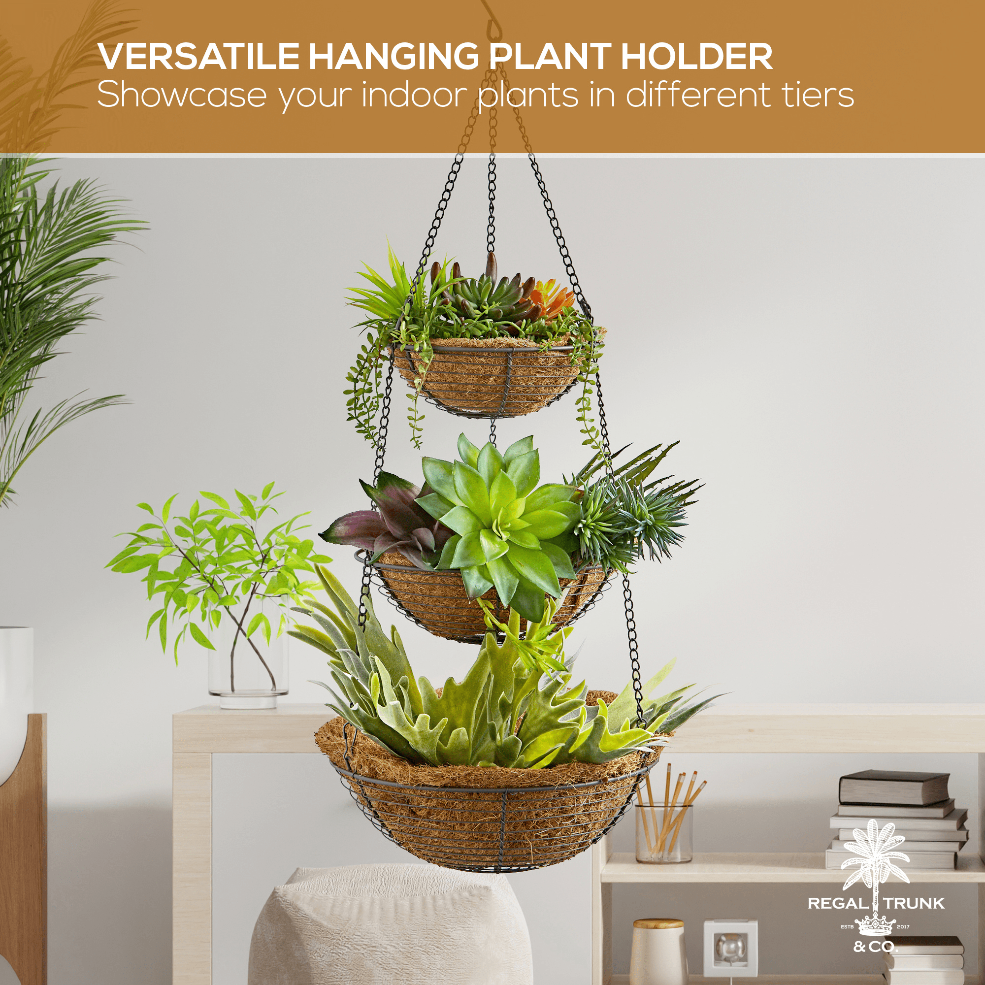 Farmhouse 3 Tier Wire Hanging Basket — Regal Trunk & Co.