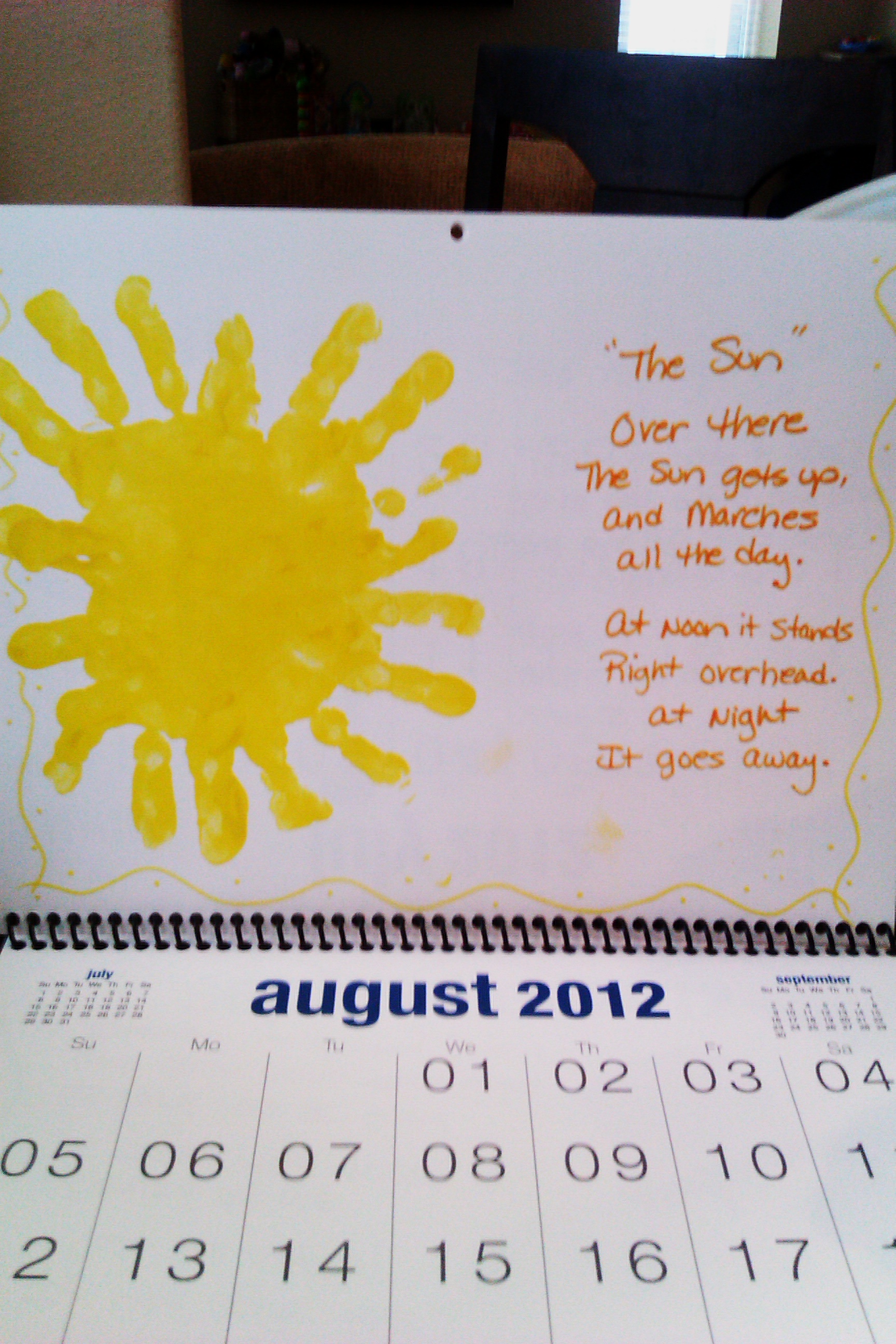 12 Month Hand Print Calendar Regarding Nannies