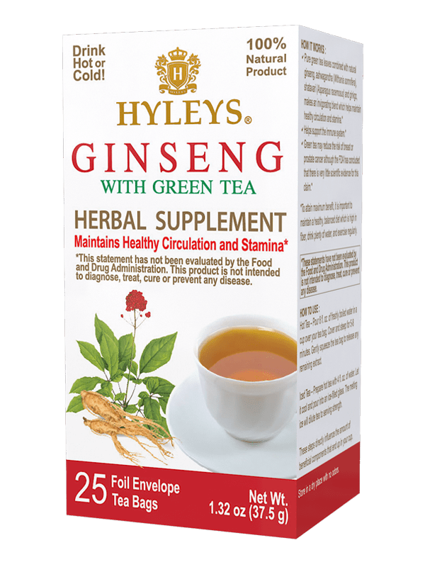 GINSENG WITH GREEN TEA 25 FOIL ENVELOPE TEA BAGS Regency Teas (PVT) LTD