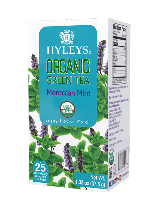 ORGANIC GREEN TEA MOROCCAN MINT 25 INDIVIDUALLY WRAPPED TEA BAGS