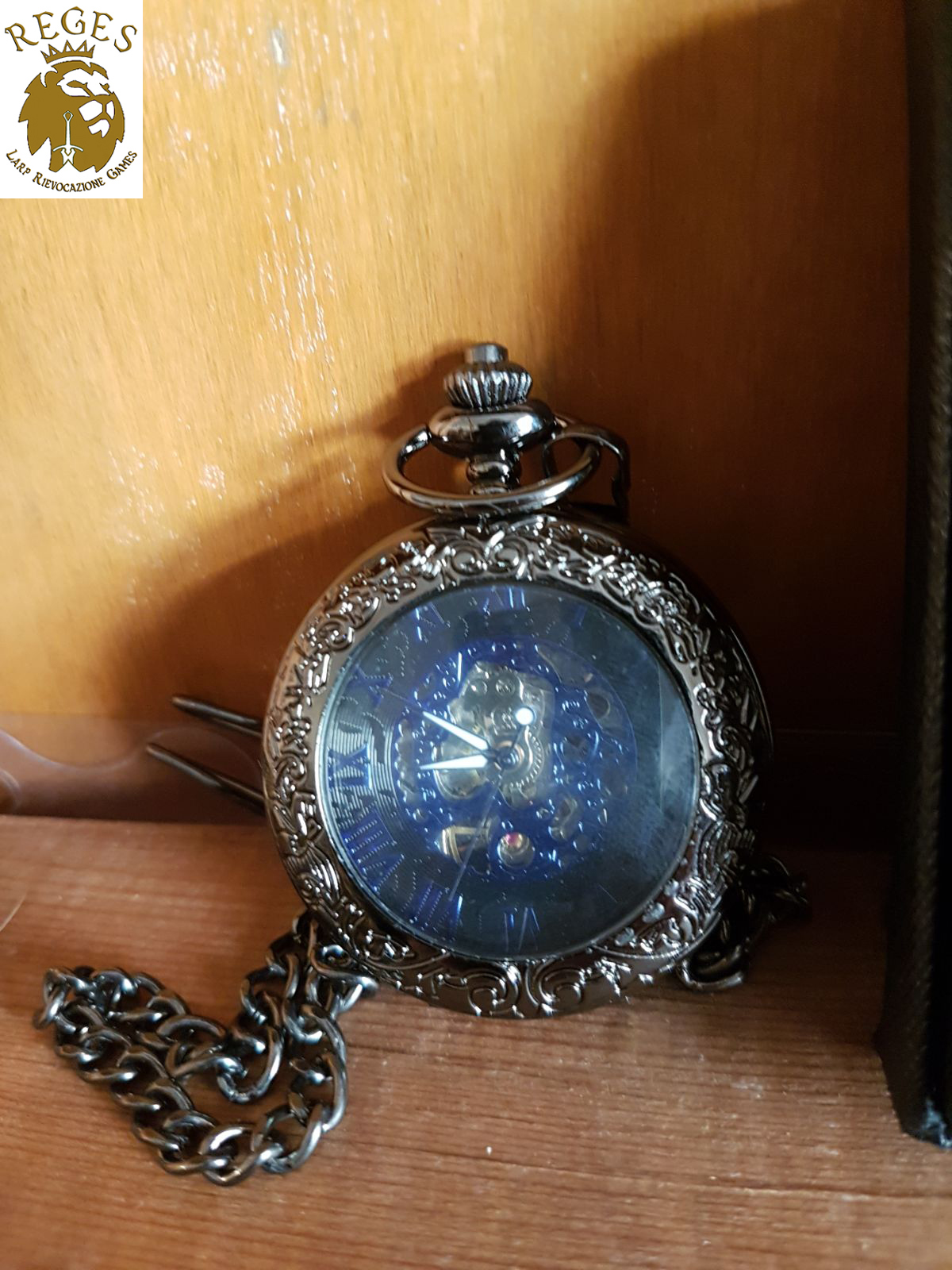Orologio da taschino, stile steampunk con finiture blu – REGES Larp e  Rievocazione