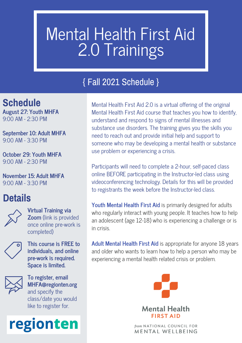 Mental Health First Aid (Adult) Region Ten