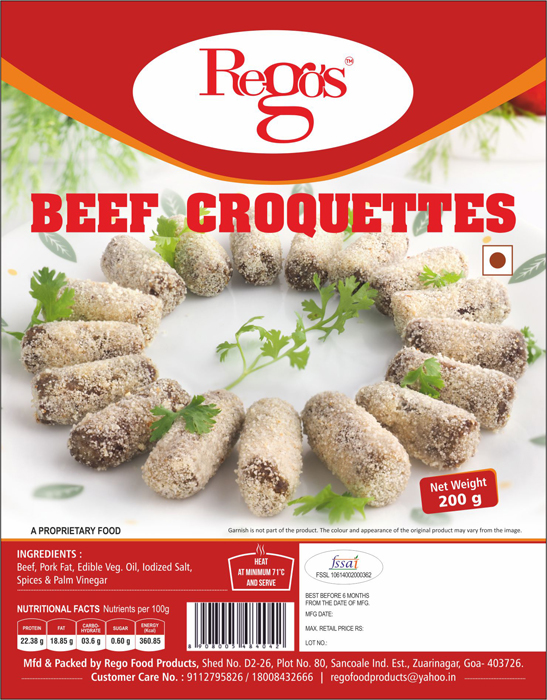 Beef Croquettes 200gm Rego Food Products