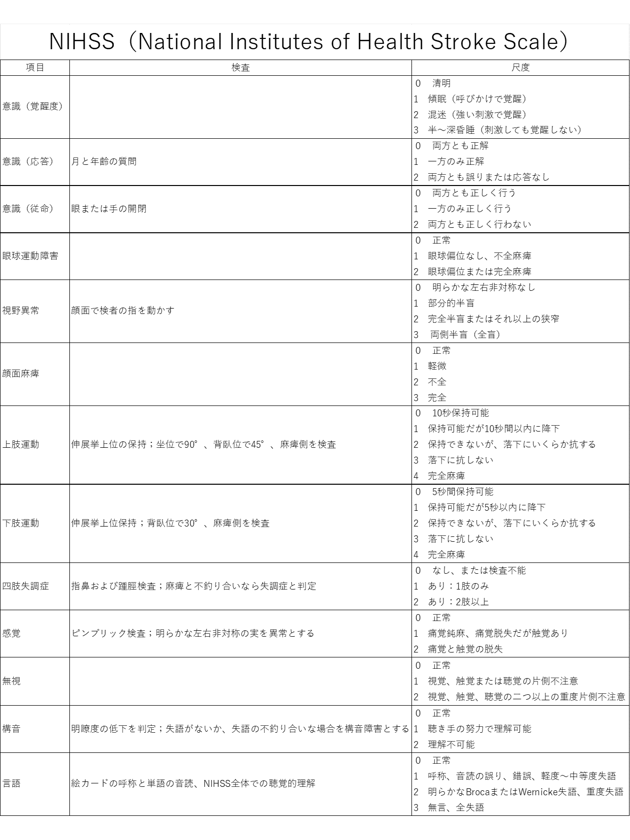 NIHSS（NIH Stroke Scale）とは？注意点と評価方法 - 脳梗塞リハビリSSP高松｜完全個別のリハビリ施設